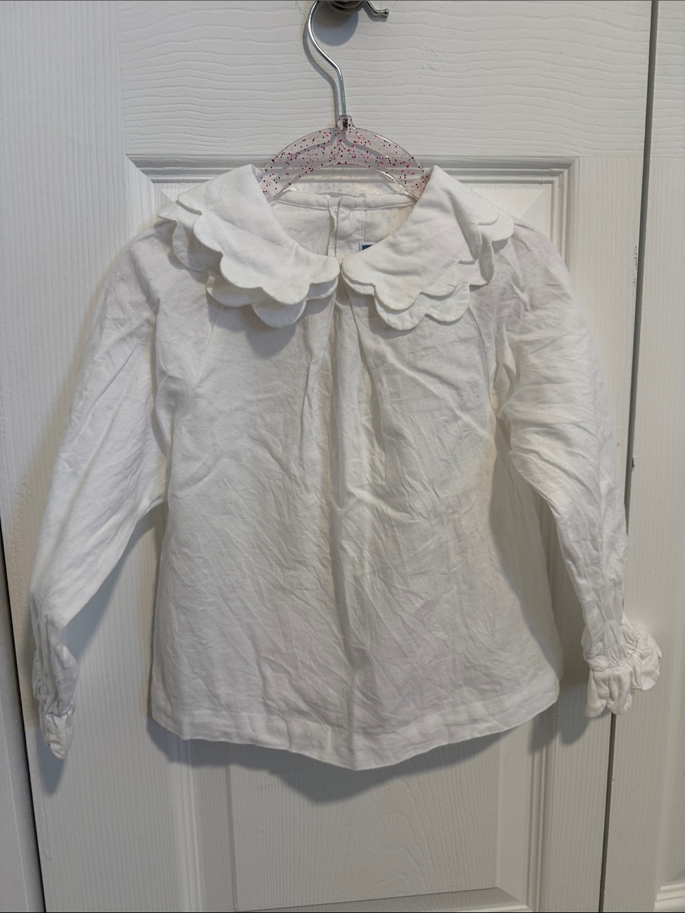 Jacadi White Double Scallop Peter Pan Collar Blouse